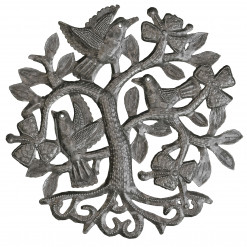 3 Birds in Tree with Blooms