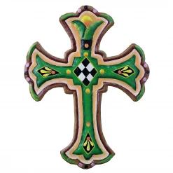 Painted Green/Brown Check Cross