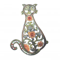 Painted Whimsical Floral Kitty