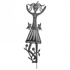 Garden Girl with 2 Birds Stake